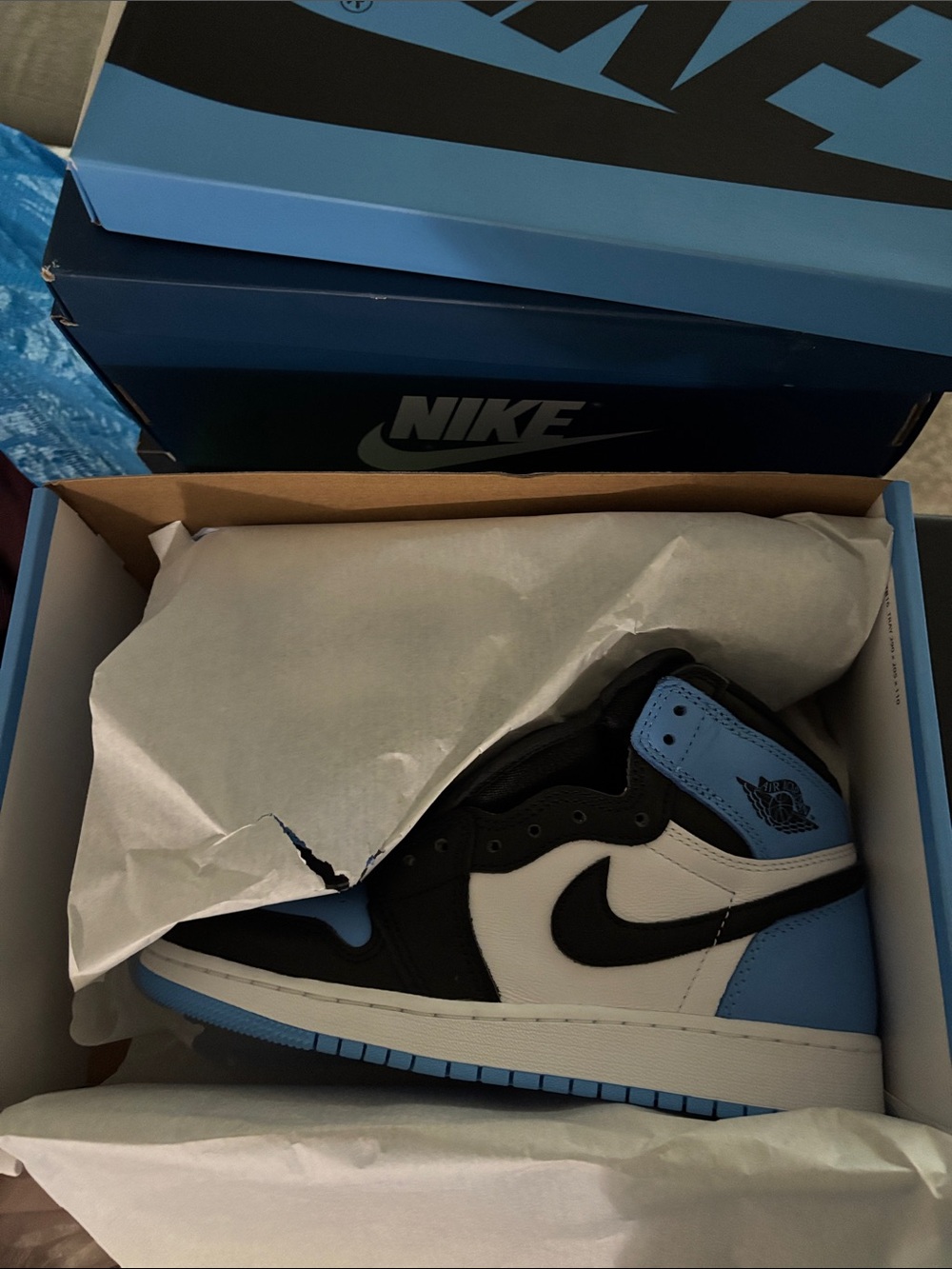 Nike Air Jordan 1 High - Black/White/University Blue GS 5.5Y